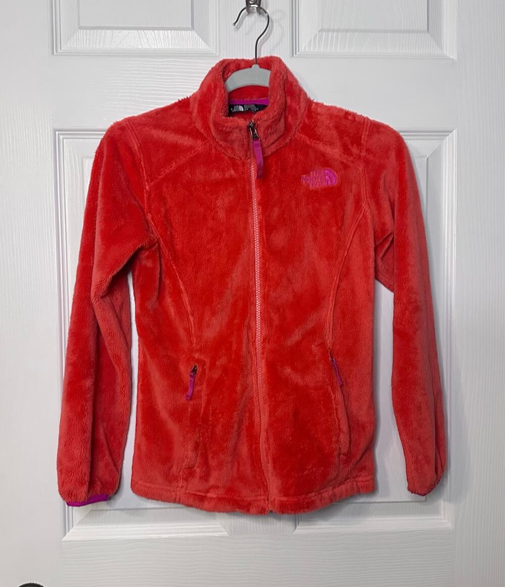 The North Face Girls Osito Soft Fleece Full Zip Jacket Size Medium 10-12 Red